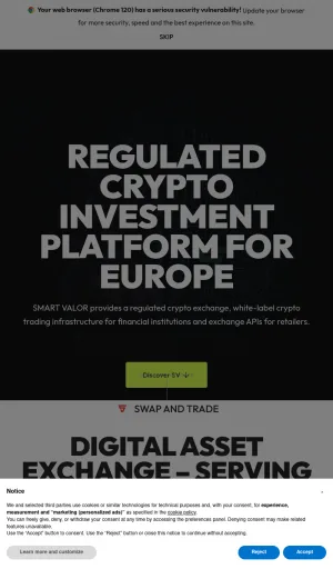 SMART VALOR Regulated Crypto Exchange and Trading Infrastructure screenshot