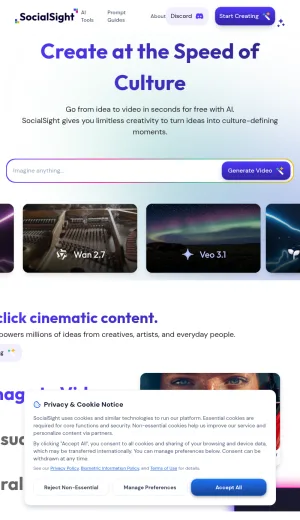 SocialSight AI Video and Image Generator screenshot
