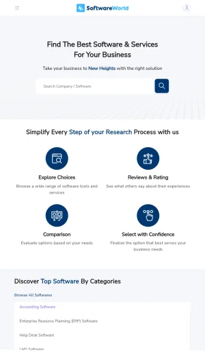 SoftwareWorld Software Reviews and Comparison Directory screenshot
