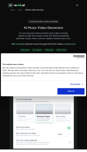 Revid AI Music Video Generator screenshot