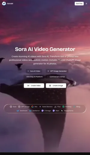 Sora AI Video and Image Generation Platform screenshot