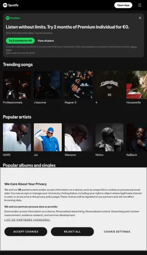 Spotify Web Player for Music, Podcasts, and Audiobooks screenshot