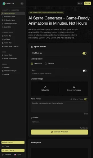 Sprite Flow AI Sprite Generator for Game Developers screenshot