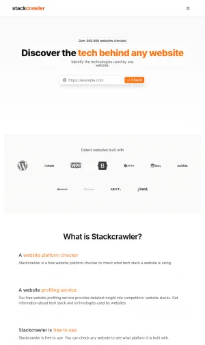 Stackcrawler Website Technology and Platform Detection screenshot
