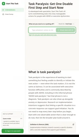 Start This Task — AI Task Breakdown and Focus Tool screenshot