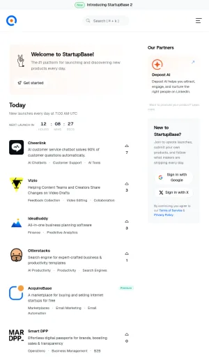 StartupBase Product Launch and Discovery Platform screenshot