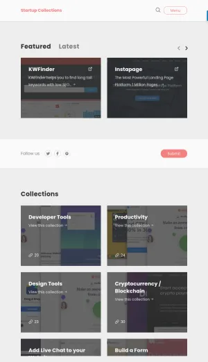 Startup Tools and Resources Directory screenshot