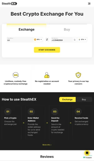 StealthEX Non-Custodial Crypto Exchange screenshot