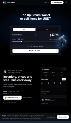 Steam Item Cashout and Wallet Top-Up for USDT screenshot