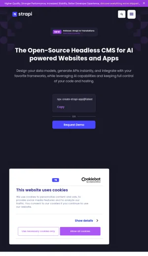Strapi Open Source Headless CMS for Websites and Apps screenshot