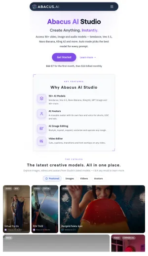 Abacus AI Studio: Multimodal AI Image, Video, and Audio Creation screenshot