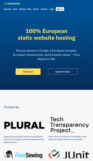 Statichost European Static Website Hosting screenshot