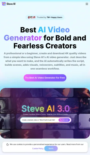 Steve AI Video Generator for Text to Video Creation screenshot