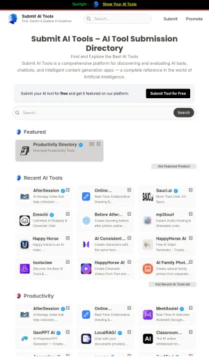 Submit AI Tools Directory screenshot