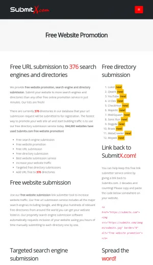 Free Website and URL Submission Service screenshot