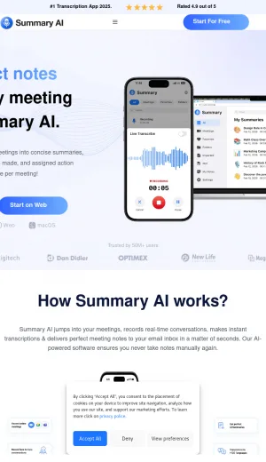 Summary AI Meeting Transcription and Summarization App screenshot