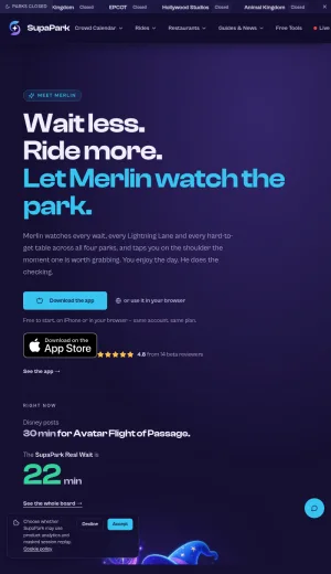SupaPark Merlin — Free AI Disney World Trip Planner screenshot