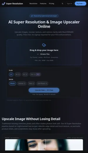 Super Resolution AI Image Upscaler and Photo Enhancer screenshot