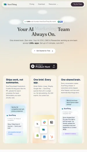 SureThing Autonomous AI Team for Business Operations and Marketing screenshot