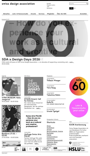 Swiss Design Association for Design Professionals in Switzerland screenshot