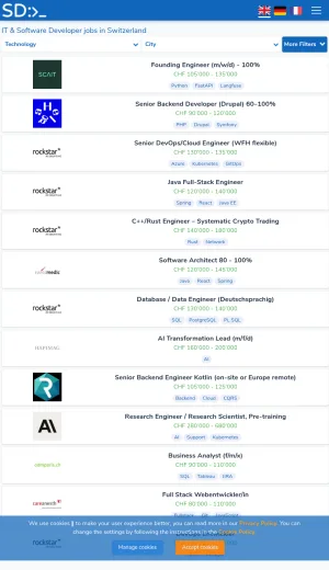 Swiss Software Development Jobs in Switzerland screenshot