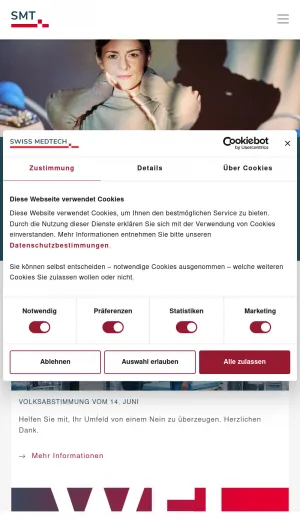 Swiss Medical Technology Trade Association screenshot