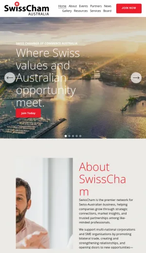 SwissCham Australia Chamber of Commerce screenshot