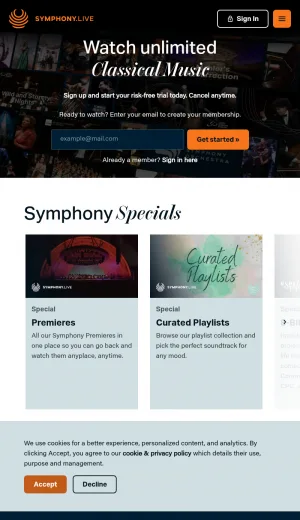 Symphony Live Classical Concert Streaming screenshot
