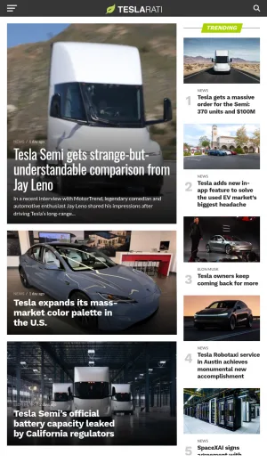 Tesla and SpaceX News, Reviews, and Analysis screenshot