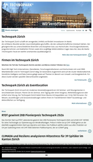 Technopark Zurich Innovation Campus and Event Venue screenshot