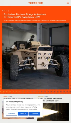 Tectonic Defense: Defense Technology News and Analysis screenshot