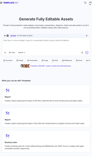 AI Editable Templates and Brand Asset Creation Platform screenshot