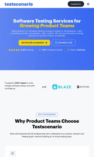 Testscenario Software Testing and QA Services screenshot