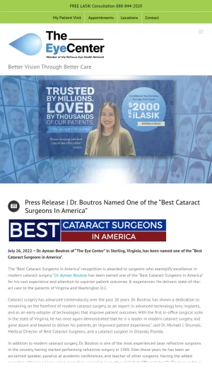 The Eye Center Ophthalmology and Vision Correction screenshot