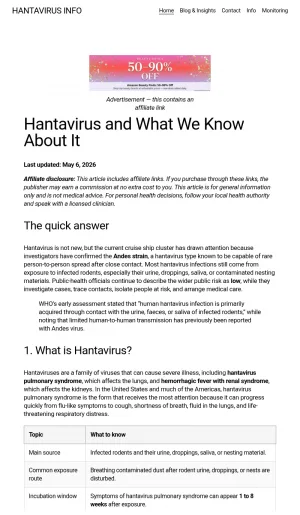 Hantavirus Symptoms, Prevention, and Outbreak Updates screenshot