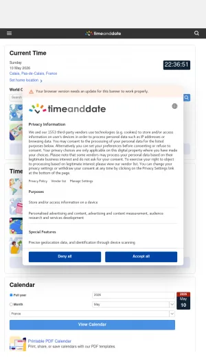 Time and Date: World Clocks, Calendars, Weather, and Astronomy screenshot