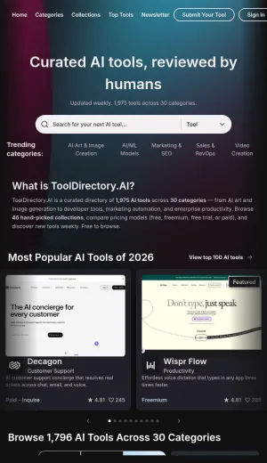 Curated Directory of AI Tools and Comparisons screenshot