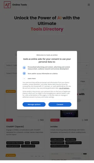 Tools AI Online Directory screenshot