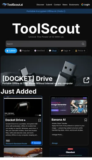 ToolScout AI Tools Directory and News screenshot