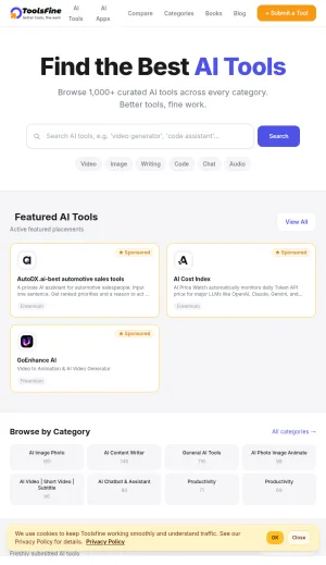 Toolsfine AI Tools Directory screenshot
