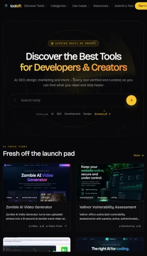 ToolSift Curated Directory of Tools for Developers and Creators screenshot