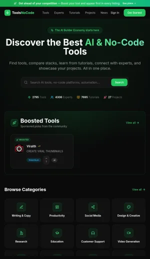 AI and No Code Tools Discovery Hub screenshot