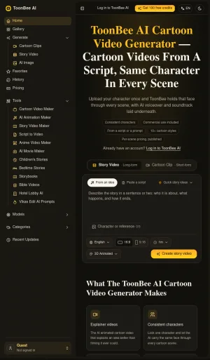Toonbee AI Cartoon Video Generator screenshot