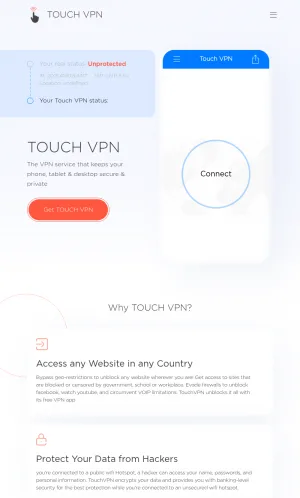 Touch VPN Privacy Apps and Global Server Network screenshot