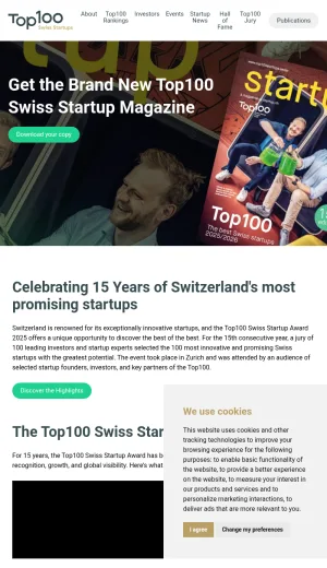 Top 100 Swiss Startup Award and Ranking screenshot