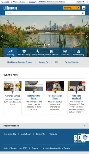 City of Toronto Municipal Services and Government Information screenshot