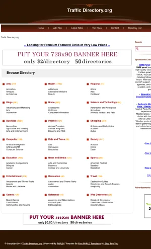 Traffic Directory: General Web Directory Listings screenshot