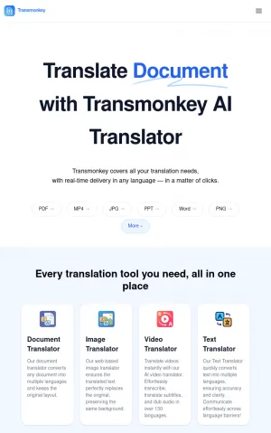Transmonkey AI Translation Software for Documents and Media screenshot