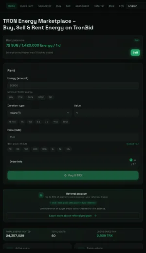 TronBid TRON Energy Marketplace screenshot