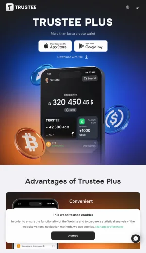 Trustee Plus Crypto Wallet and Payment Card screenshot